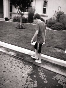 Thomas Splashing in Water on Walk July 2015