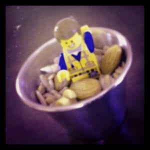 LEGO minifigure in cup of nuts 2014