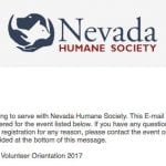 Nevada Humane Society Confirmation for Orientation 2017
