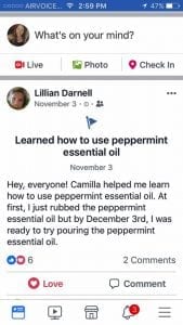 Lillian's Post About Essential Oil 12.9.17