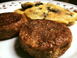 Vegan Sausage and Blueberry Pancakes Breakfast 3.11.18